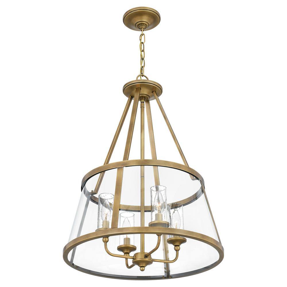 Barlow 4-Light Weathered Brass and Clear Glass Pendant