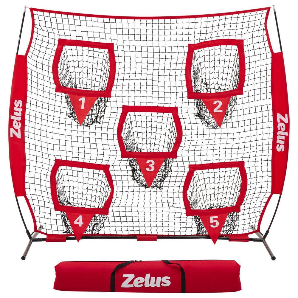 6 x 6 ft. Polyester Football Throwing Net in Red FTN-5T66-RD-BNWF