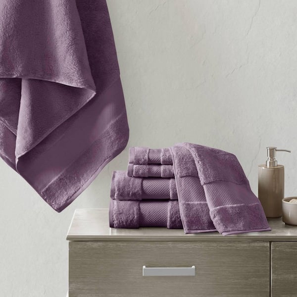 MADISON PARK Signature Turkish 6-Piece Purple Cotton Bath Towel Set