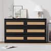 Six-Drawer Double-Row Chest of Drawers, Modern Style Textured Chest