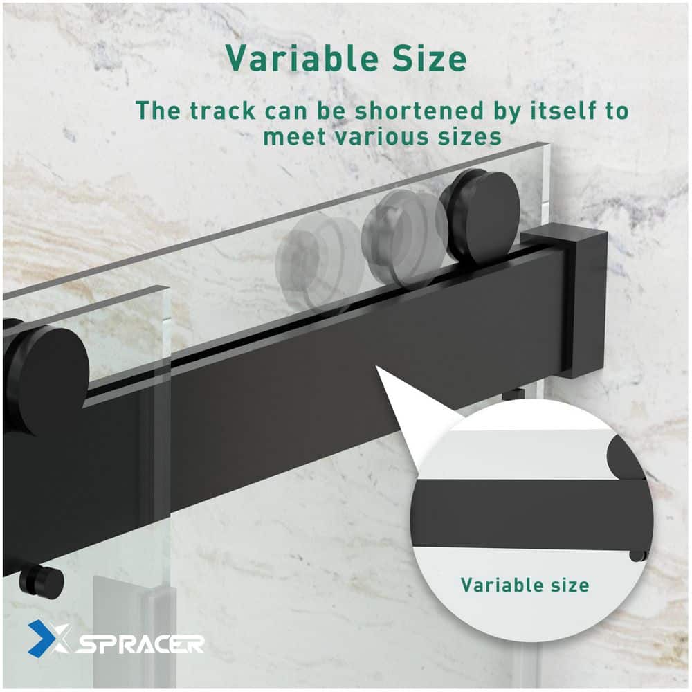 60" Matte Black Aluminum Framed Double Sliding Shower Door
