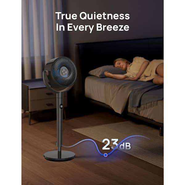 DREO Adjustable Pedestal Floor Fan w/Remote, 8-Speeds, 25 dB