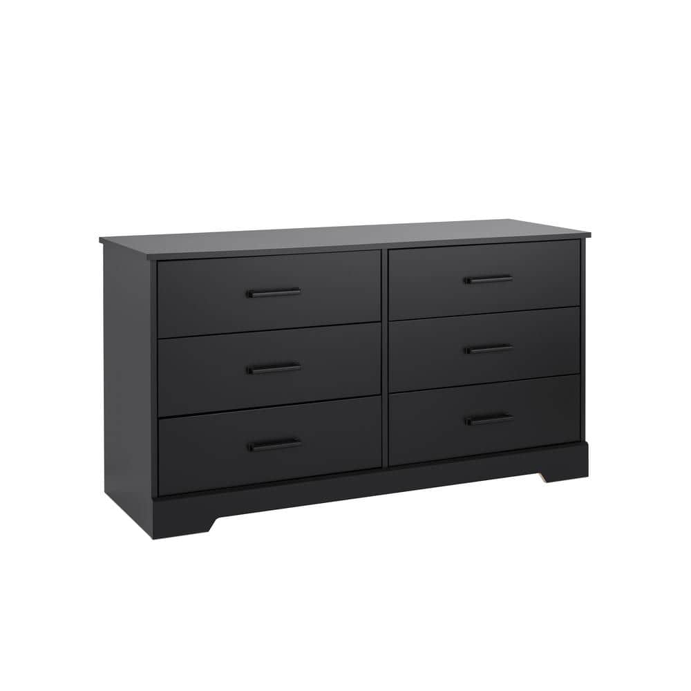 Rustic Black Farmhouse Double Dresser with Six Drawers