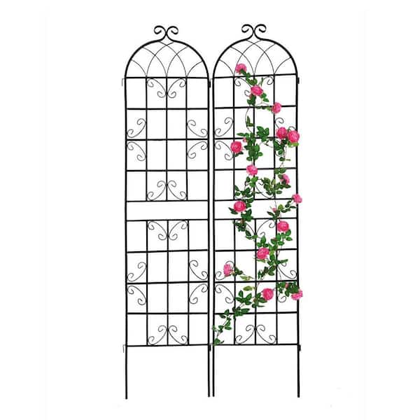 86 .7 in. Metal 2 Pack Garden Trellis in Black
