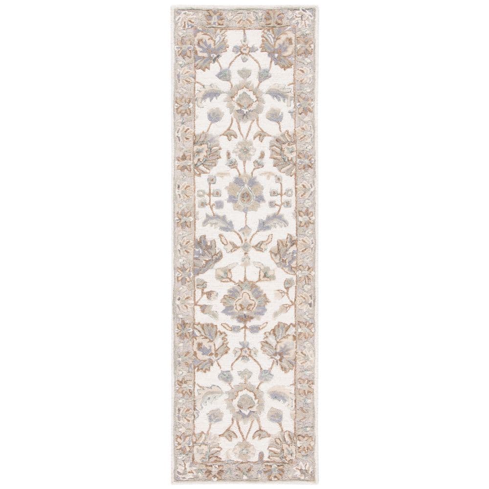 Glamour Ivory/Gray 2 ft. x 8 ft. Floral Border Runner Rug price history on PriceWatchPro