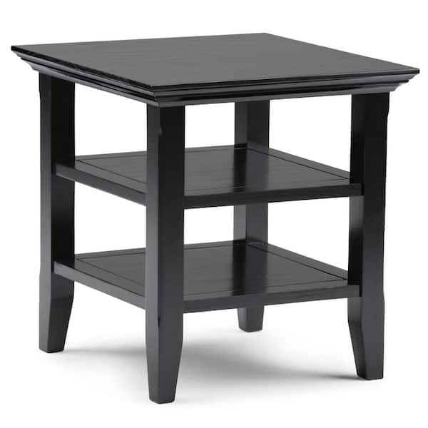 Simpli Home Acadian Solid Wood 19 in. Wide Square Transitional End Table in Black
