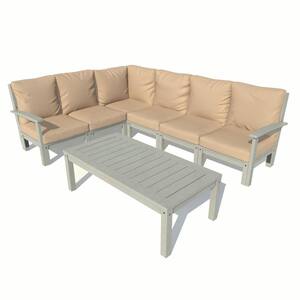 Bespoke Deep Seating 7-Piece Plastic Outdoor Sectional Set, Conversation Table with Cushions