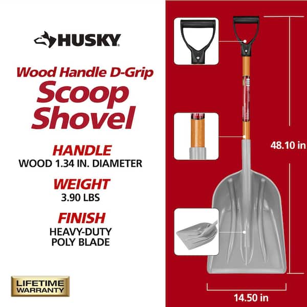 31 in. Wood Handle D-Grip Plastic Scoop Shovel