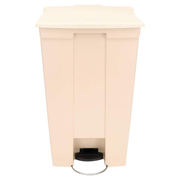 Rubbermaid Commercial Products 23 Gal. Rectangular Polyethylene Step-On Receptacle with Wheels in Beige
