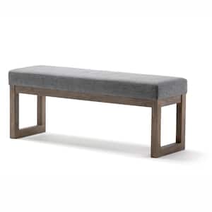 Milltown 45 in. Wide Contemporary Rectangle Large Ottoman Bench in Grey Linen Look Fabric