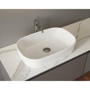 21.2 in. Ceramic Rectangular Vessel Bathroom Sink in White