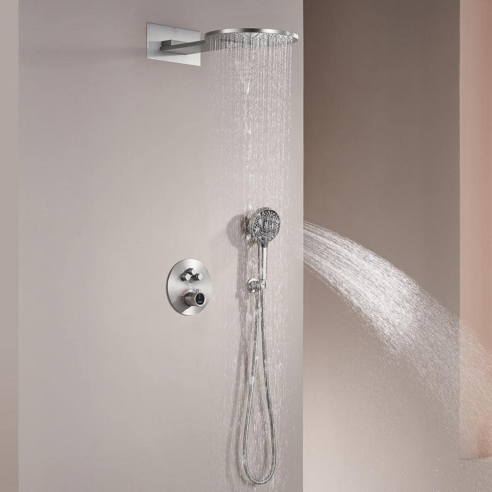 Brushed Nickel Multi-Head Thermostatic Rain Shower System