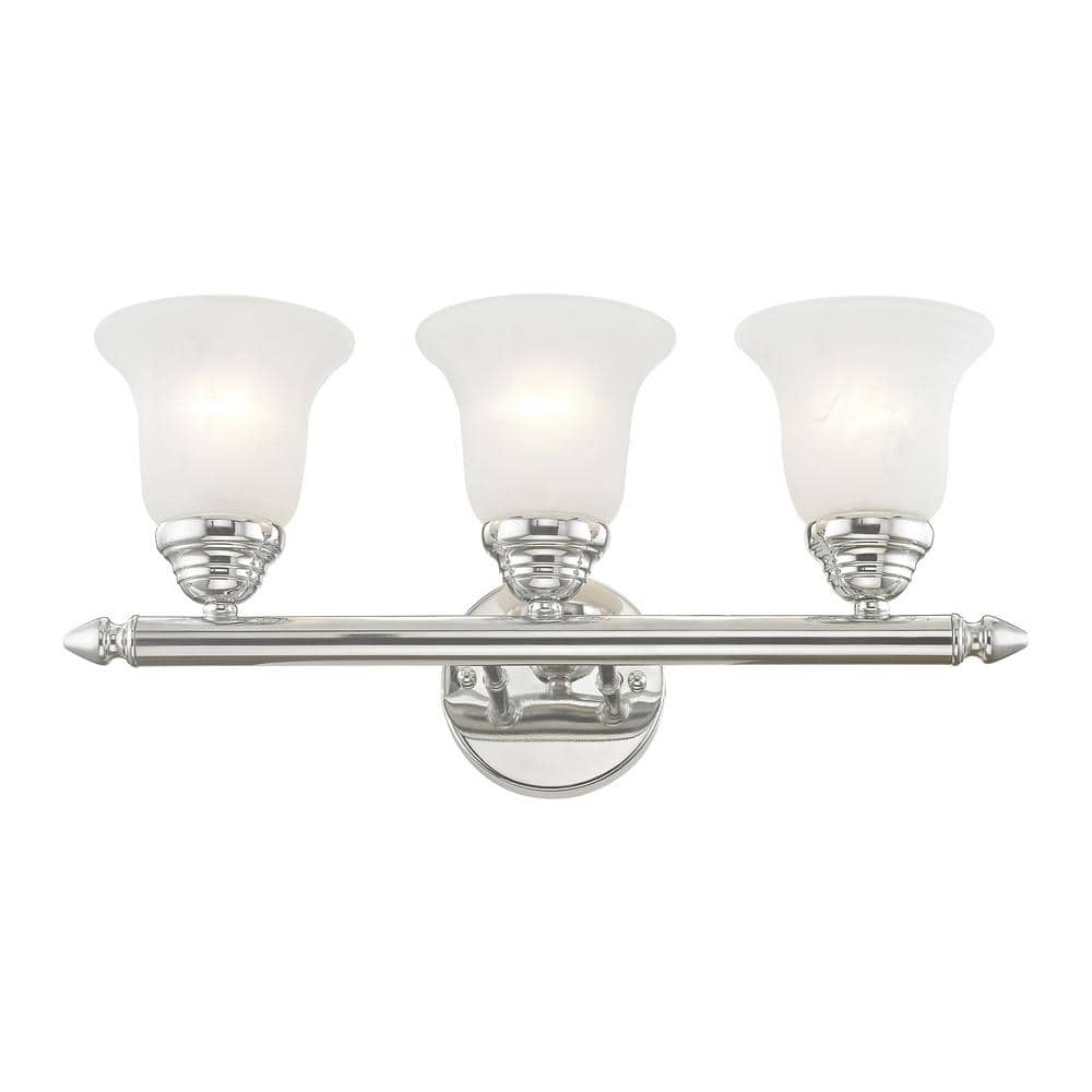 Polished Chrome 19" Vanity Light with White Alabaster Glass