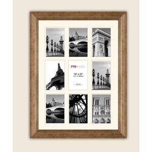 9-Opening 4 in. x 6 in. White Matted Champagne Photo Collage Frame