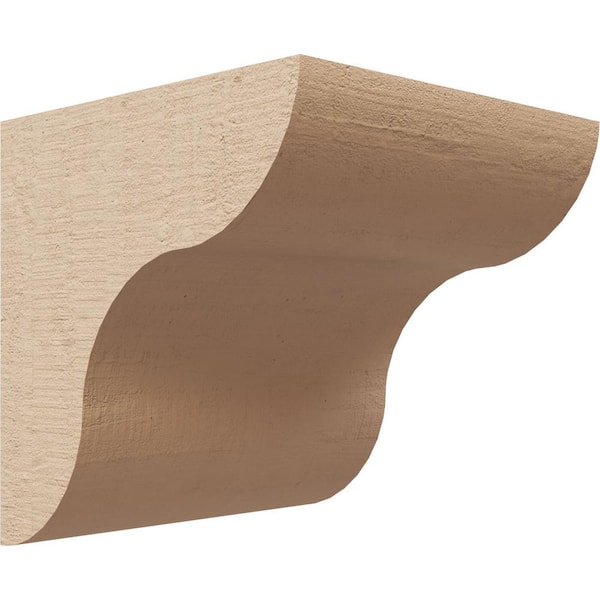 Ekena Millwork 4 in. x 4 in. x 4 in. Series 1 Wide Carmel Rough Cedar Woodgrain Timberthane Polyurethane Corbel, Primed Tan