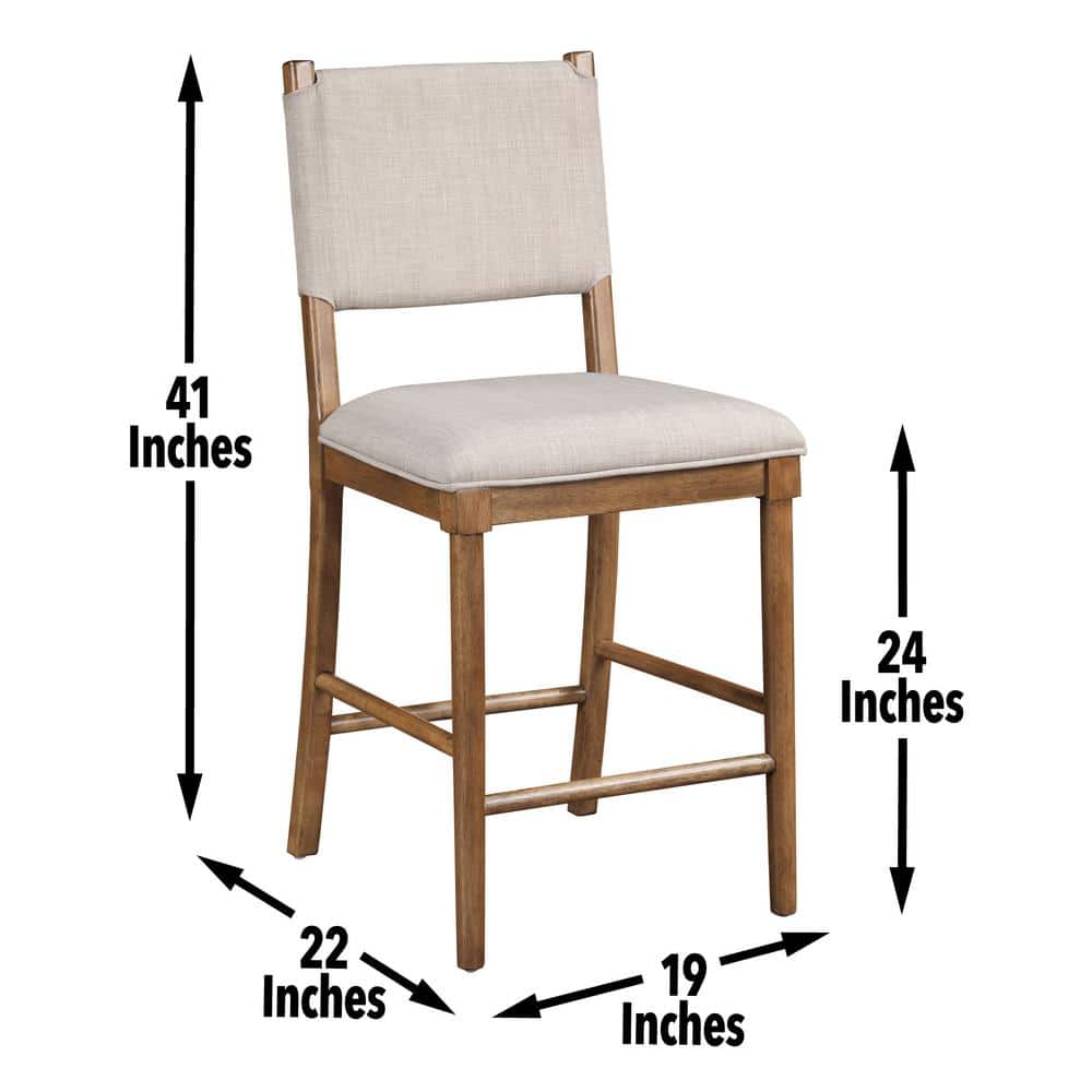 Oslo Light Brown Wood and Linen Counter Chair Set