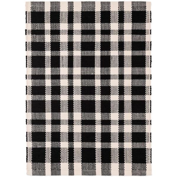 Tattersall Handwoven Black 12 ft. x 16 ft. Outdoor Area Rug