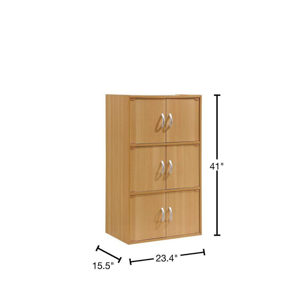 Beech Wood 6-Door Lockable Office Storage Cabinet