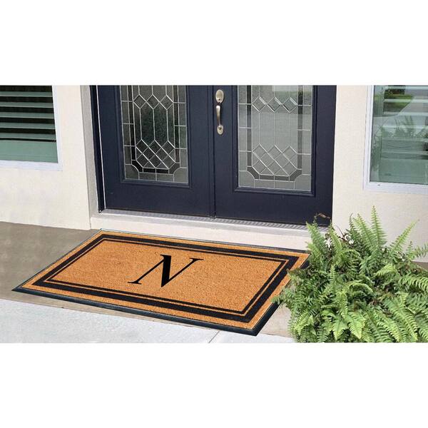 A1hc Natural Coir & Rubber Large Monogrammed Door Mat 30x60 Inches Thick Durable Doormats for Entrance Heavy Duty, Thin Profile Front Door Mat, Long