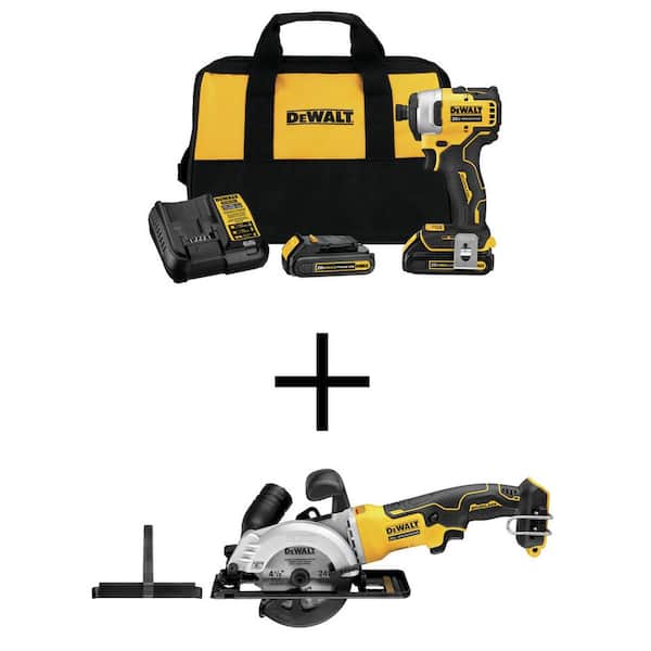 DEWALT ATOMIC 20V MAX Cordless Brushless Compact 1/4 in. Impact Driver Kit and ATOMIC 20V Brushless 4-1/2 in. Circ Saw