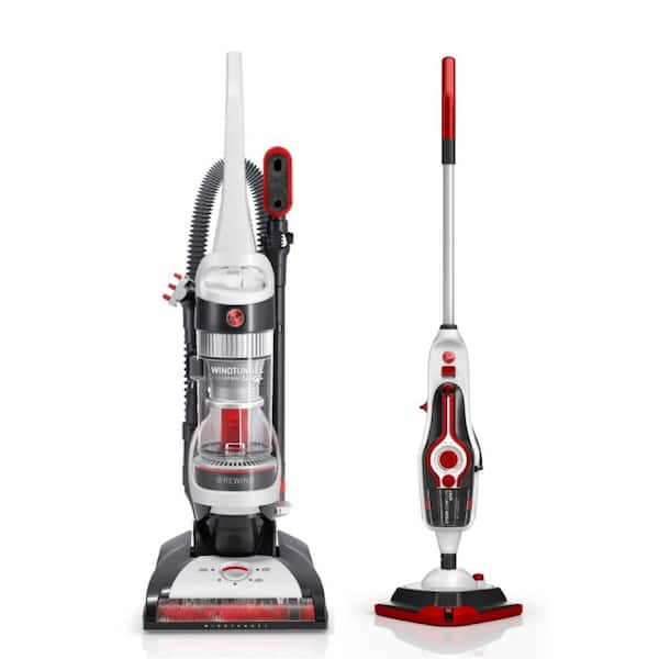 HOOVER WindTunnel Cord Rewind Pet Bagless Corded Upright Vacuum Cleaner with Steam Complete Pet Steam Mop, UH71320-WH21000