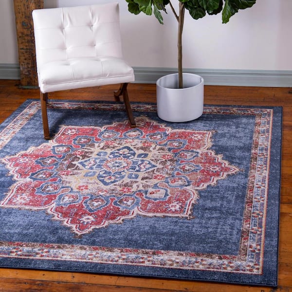 Utopia Helios Dark Blue 5' 0 x 5' 0 Area Rug