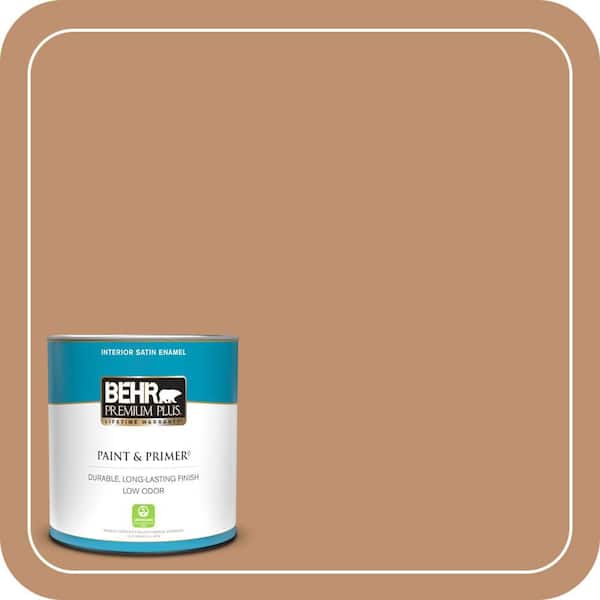 BEHR PREMIUM PLUS 1 qt. #PMD-31 Sunset Cloud Satin Enamel Low Odor Interior Paint & Primer