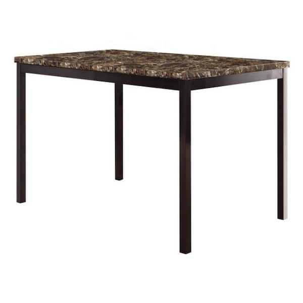 URTR High End Elegant 48" Rectangle Black Faux Marble Top Dining Table with Metal frame Accent Breakfast Table (seats 4)