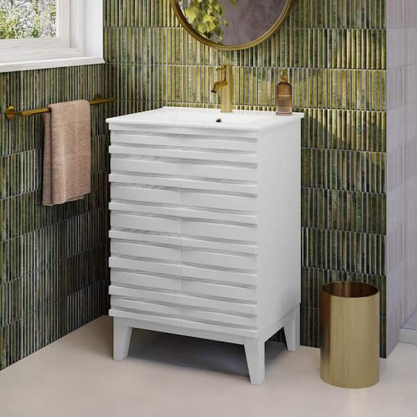 Swiss Madison Cascade 24 in. Bathroom Vanity in White with White Top