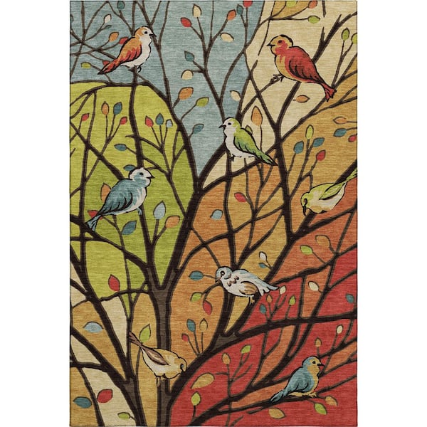 Mayfield Premium Machine Washable Abstract AMF2336 Gold 8 ft. x 10 ft. Area Rug