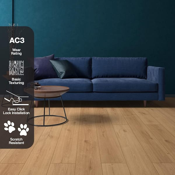 TrafficMaster Rockwood Oak 7 mm T x 7.64 in. W Laminate Wood
