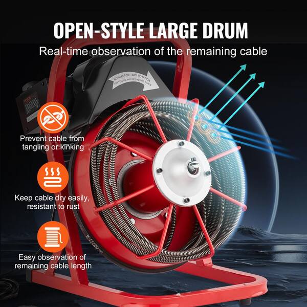thumbnail image 2 of 50FT Electric Sewer Snake Drain Auger Cleaner Machine W/ Cutters & Gloves - 120V 2 of 5