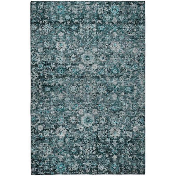 Dream Shag Premium Machine Washable Abstract ADS651 Teal 10 ft. x 14 ft. Area Rug