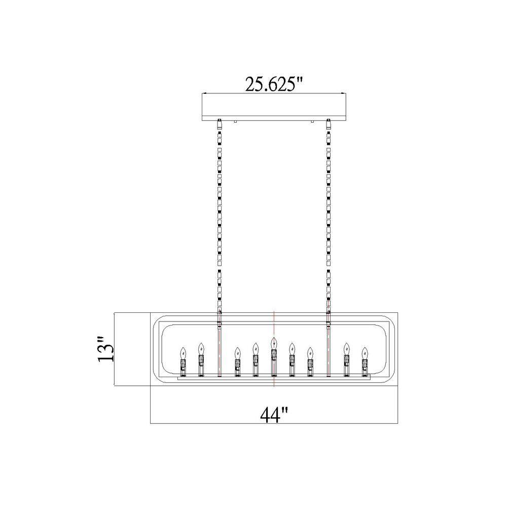 Matte Black Industrial 9-Light Linear Candle Chandelier