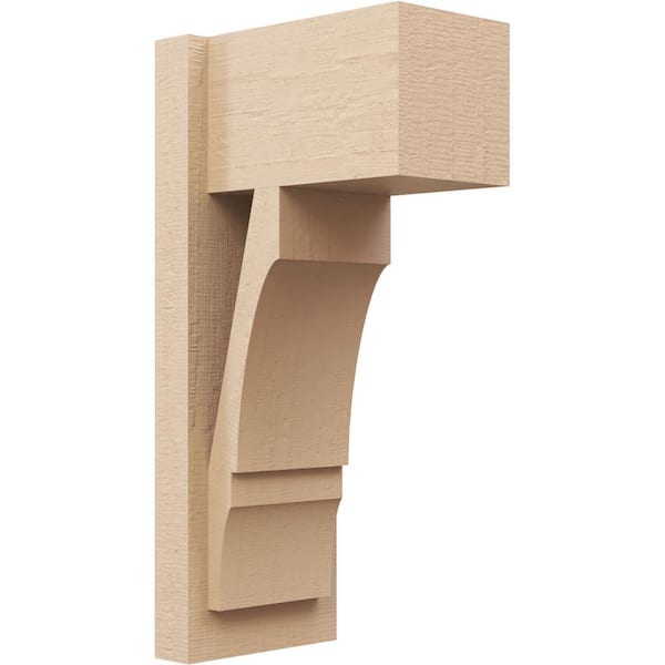 Ekena Millwork 8 in. x 24 in. x 12 in. Balboa Block Rough Cedar Woodgrain Timberthane Polyurethane Outlooker, Primed Tan
