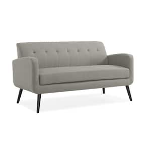 Werner 65.5 in. Dove Gray Linen-Like Fabric with Dark Espresso Legs 2-Seat Mid Century Modern Sofa