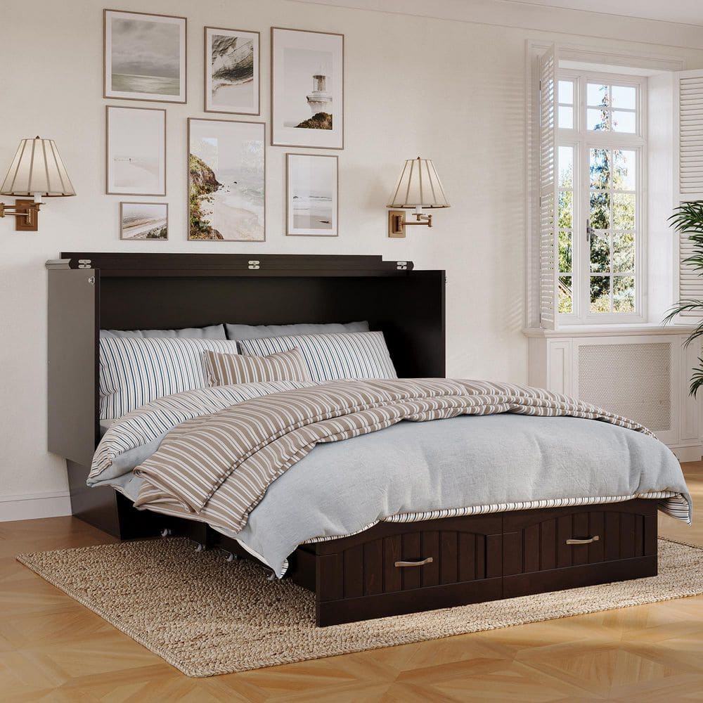Nantucket Queen Murphy Bed Chest with CoolSoft Memory Foam Mattress