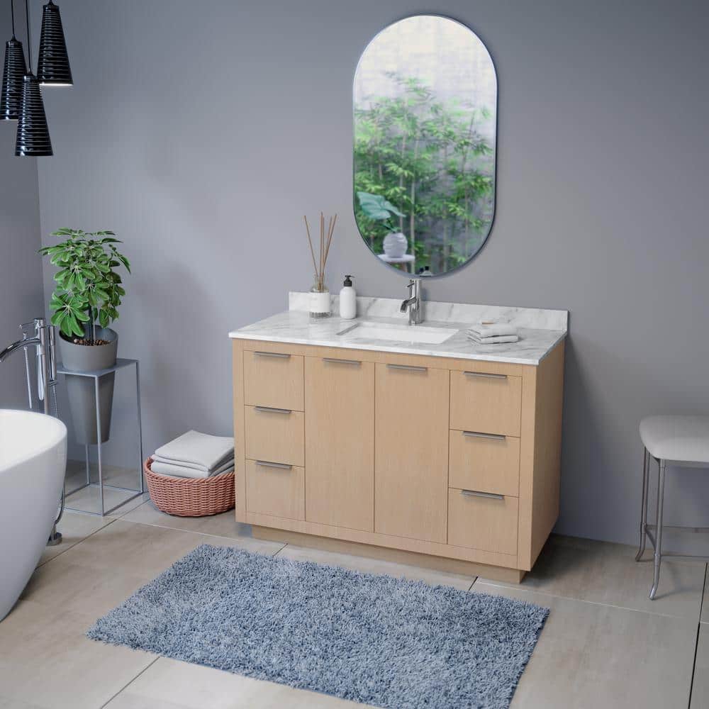 Nuova 24 in. W x 42 in. H Large Oval Aluminum Framed Wall Bathroom Vanity M