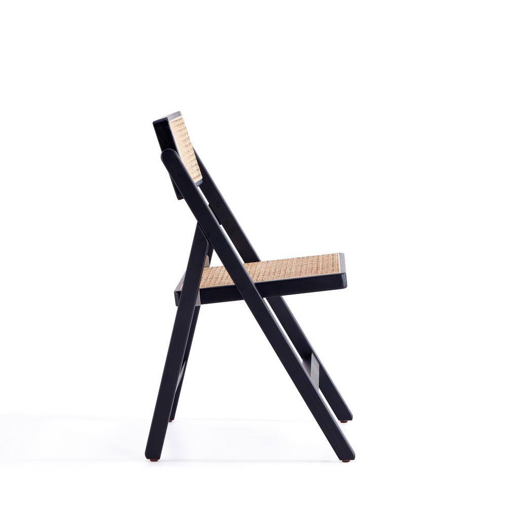 Pullman Black and Natural Cane Solid Wood Folding Side Chair