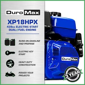 439cc 1 in. Dual Fuel Gas Propane Multi-Purpose Horizontal Key Shaft Recoil/Electric Start Portable Engine 50-State