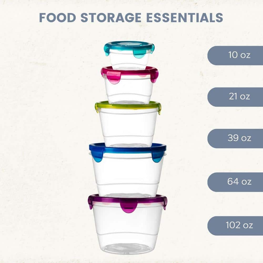 Clear Plastic 10-Piece Food Storage Container Set
