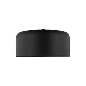 Malone 15.75 in. Large 1-Light Midnight Black Flush Mount with LED Bulb
