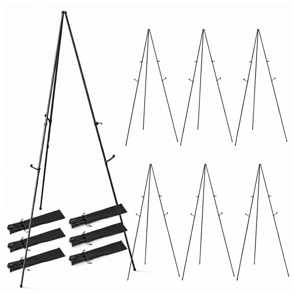 6 Pack Adjustable Folding Metal Easel Stand Portable Tripod Display Floor Easel with Carry Bag Black 63 Inch price history on PriceWatchPro