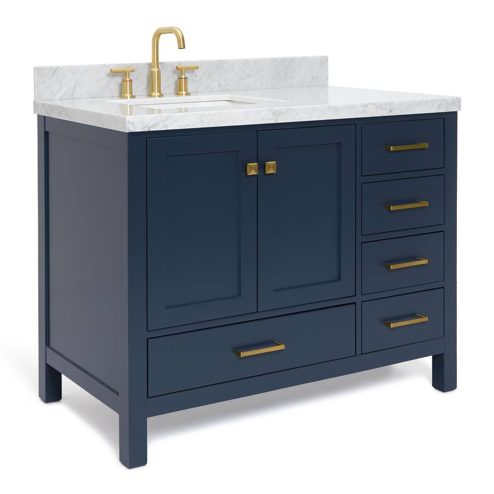 Cambridge Midnight Blue 43" Freestanding Vanity with Marble Top