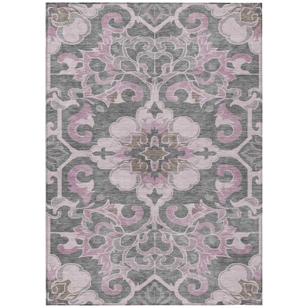 Chantille Machine Washable Indoor/Outdoor Abstract ACN1947 Pink 3 ft. x 5 ft. Area Rug