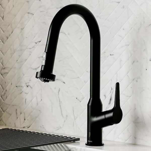 Scottsdale 16-1/8 in. Single Handle Touchless Pull-Down Sprayer Kitchen Faucet 360° Spout in Matte Black