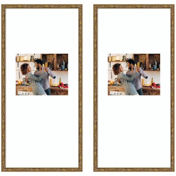 Belvedere 14 x 30 Matted to 8 x 10 Bronze Wood Picture Frame Set of 2