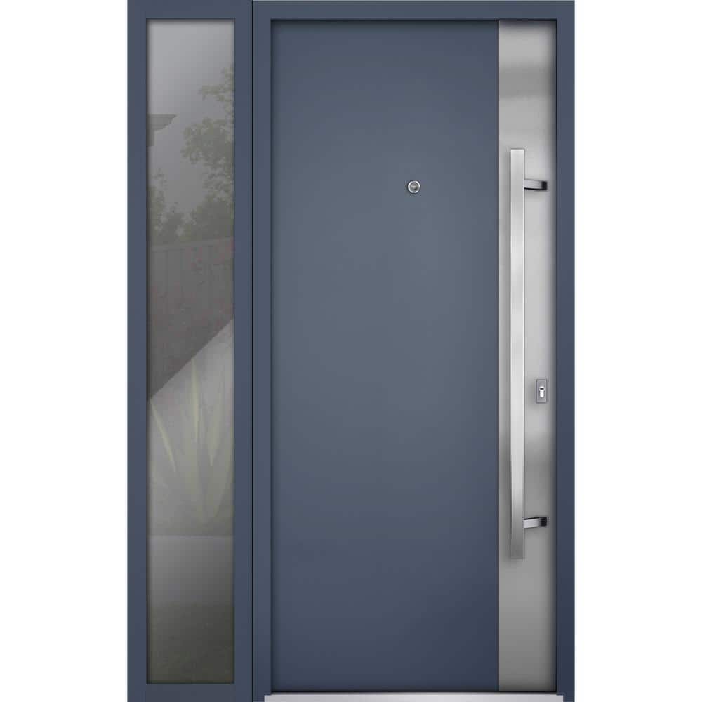 0729 48 in. x 80 in. Left-hand/Inswing Side Exterior Window Gray Graphite Steel Prehung Front Door with Hardware price history on PriceWatchPro