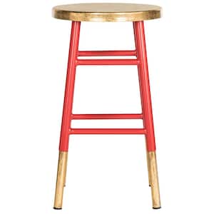 Emery 24 in. Red/Gold Counter Stool