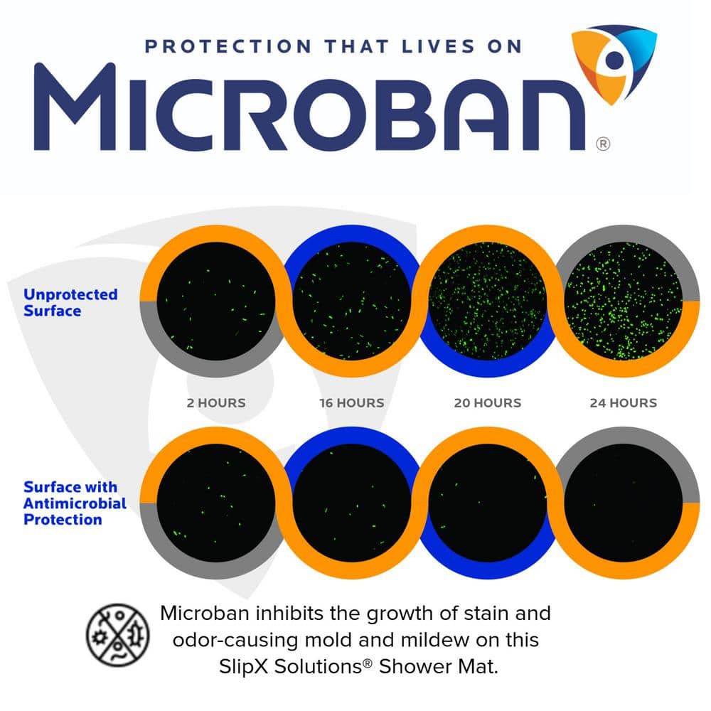 White Square Rubber Safety Shower Mat with Microban Protection